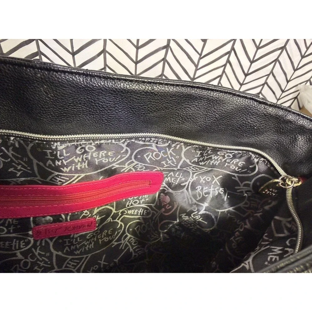 Betsy Johnson New York, NY Black Pink Quilted Satchel Bag